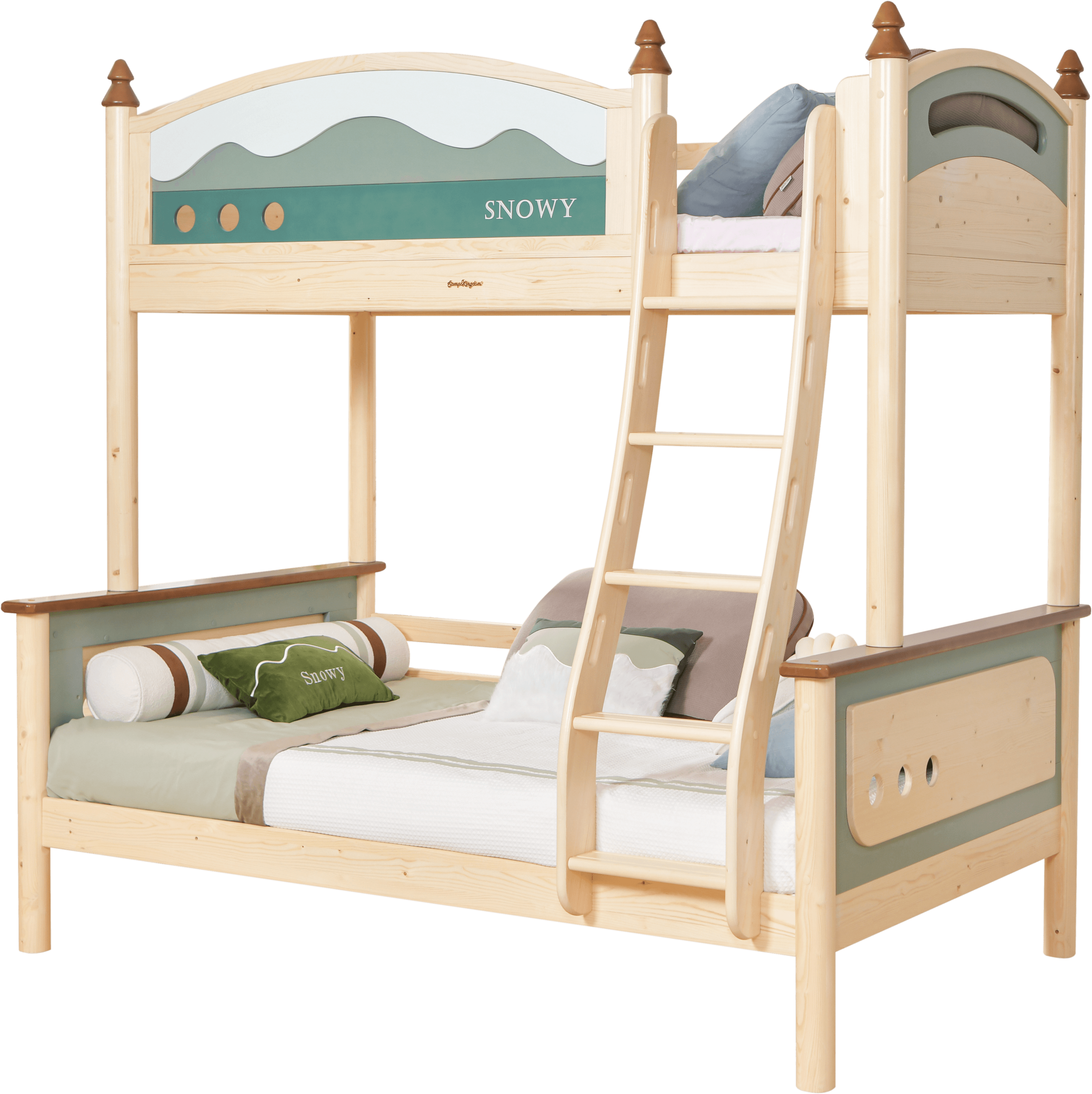 Sampo Snowy Bunk Bed w Mounted Ladder - Kids Haven Sampo Snowy Bunk Bed w Mounted Ladder - Kids Haven