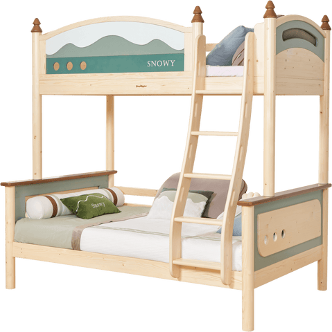 Sampo Snowy Bunk Bed w Mounted Ladder - Kids Haven Sampo Snowy Bunk Bed w Mounted Ladder - Kids Haven
