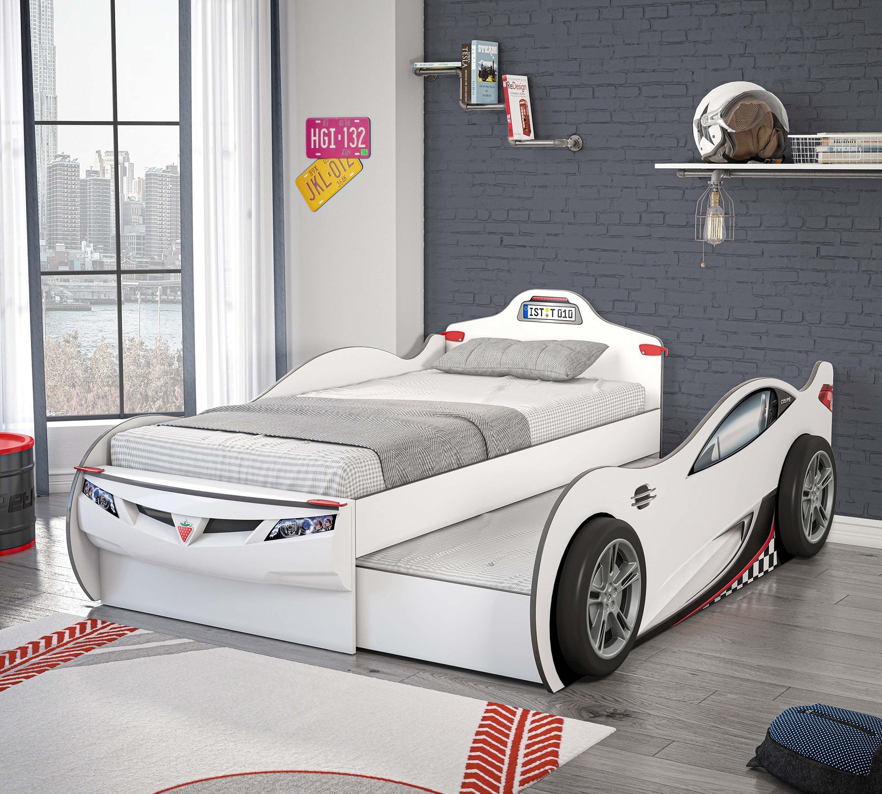 Cilek Race Cup Coupe Car Bed with Friend Bed (90x190 90x180cm)
