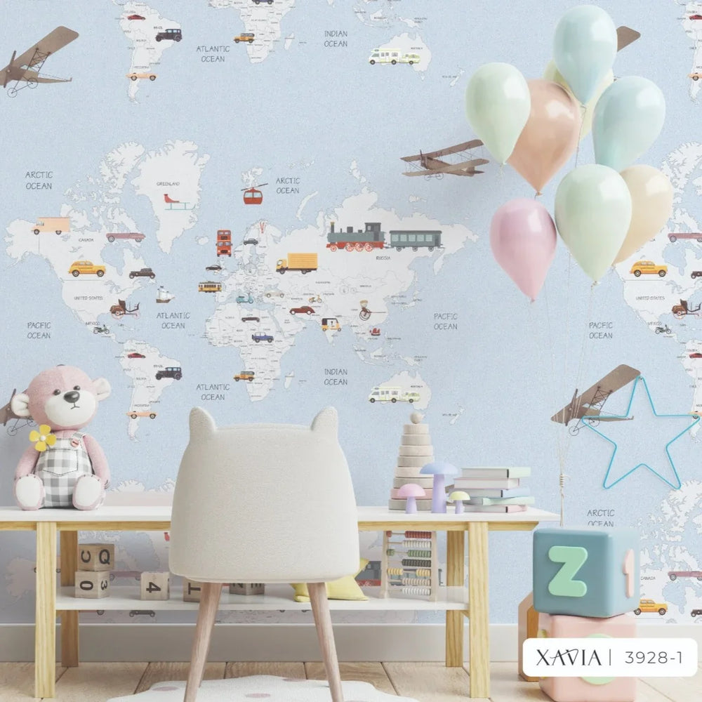 World Map Wallpaper (Xavia 3928-1J)
