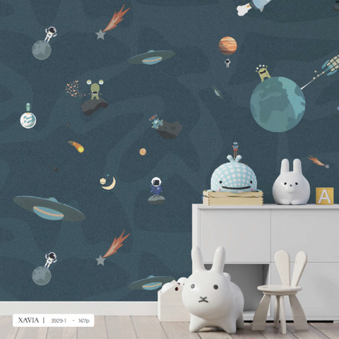 Space Wallpaper - Dark Green (Xavia 3929-1J) Space Wallpaper - Dark Green (Xavia 3929-1J)
