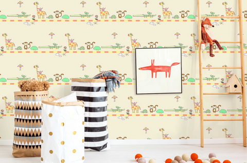 Animal Cartoon Wallpaper - Yellow (Galaxy 7829-2J) Animal Cartoon Wallpaper - Yellow (Galaxy 7829-2J)