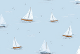 Boat in Blue Sea Wallpaper (V-Concept 7950-1J)