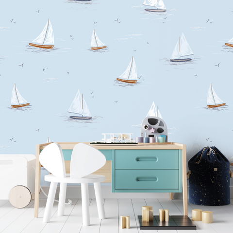 Boat in Blue Sea Wallpaper (V-Concept 7950-1J) Boat in Blue Sea Wallpaper (V-Concept 7950-1J)