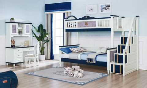 Sampo British Style Bunk Bed w Staircase - Kids Haven Sampo British Style Bunk Bed w Staircase - Kids Haven