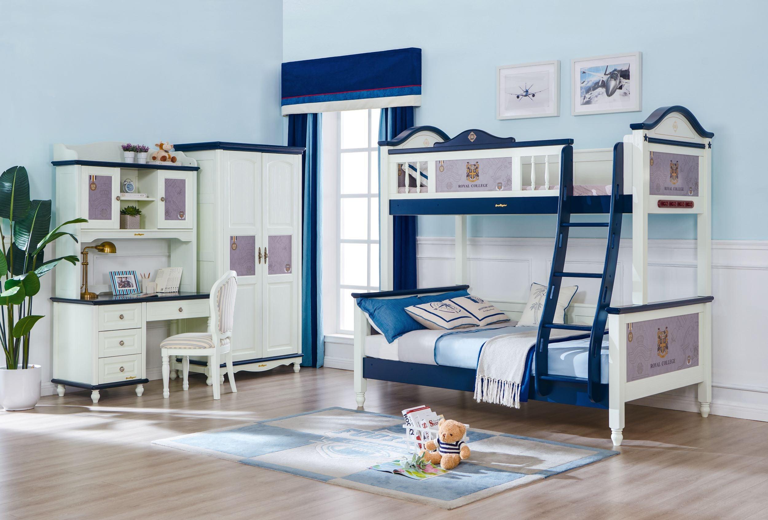 Sampo British Style Bunk Bed w Mounted Ladder - Kids Haven Sampo British Style Bunk Bed w Mounted Ladder - Kids Haven
