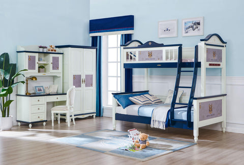 Sampo British Style Bunk Bed w Mounted Ladder - Kids Haven Sampo British Style Bunk Bed w Mounted Ladder - Kids Haven