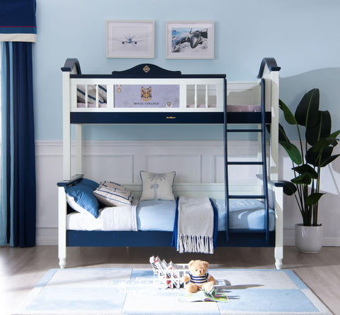 Sampo British Style Bunk Bed w Mounted Ladder - Kids Haven Sampo British Style Bunk Bed w Mounted Ladder - Kids Haven