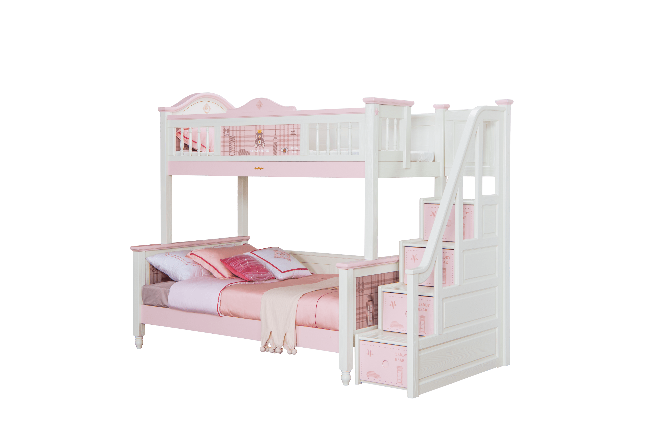 Sampo British Style Bunk Bed w Staircase - Kids Haven