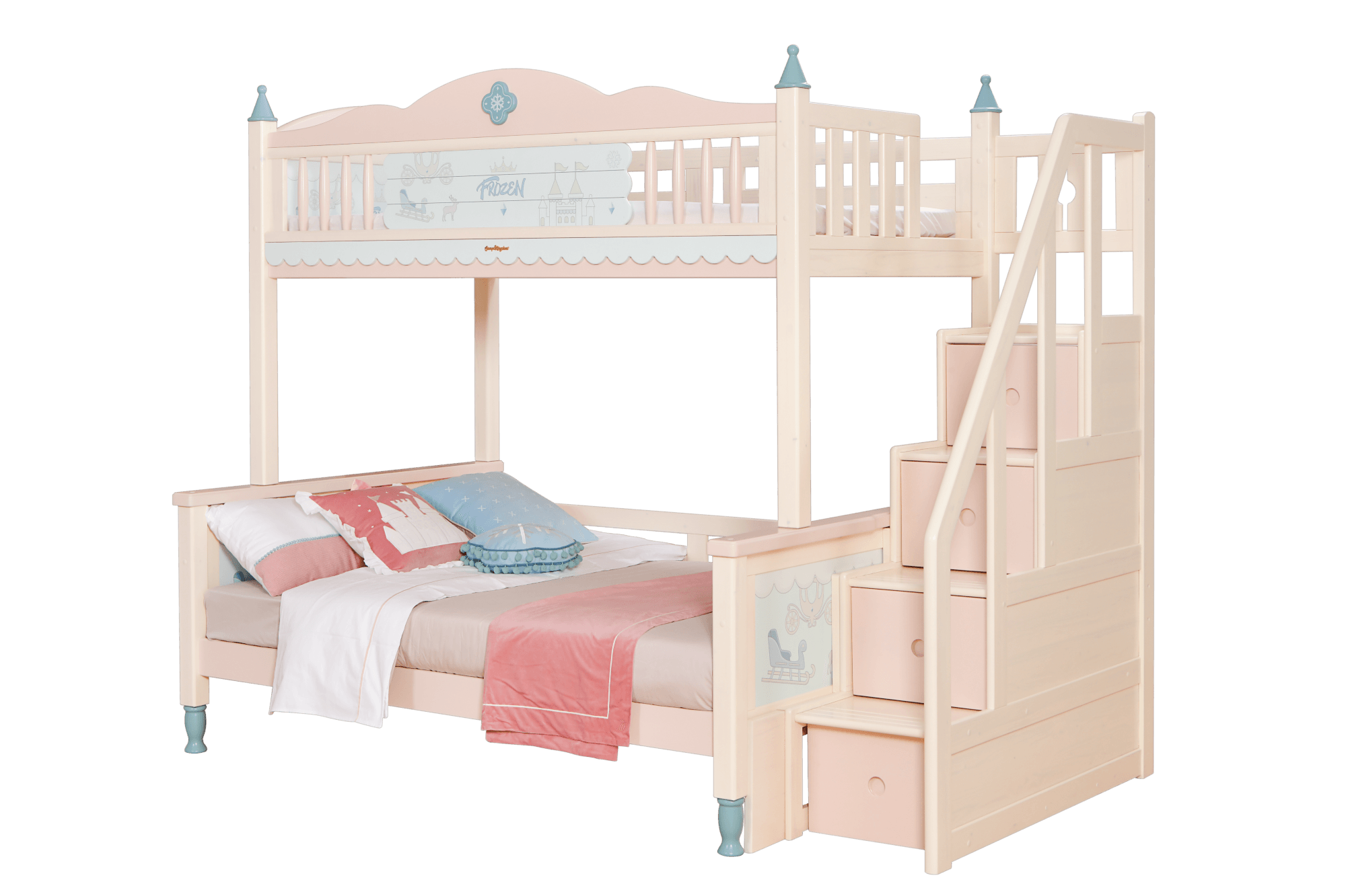 Sampo Frozen Bunk Bed w Staircase - Kids Haven Sampo Frozen Bunk Bed w Staircase - Kids Haven