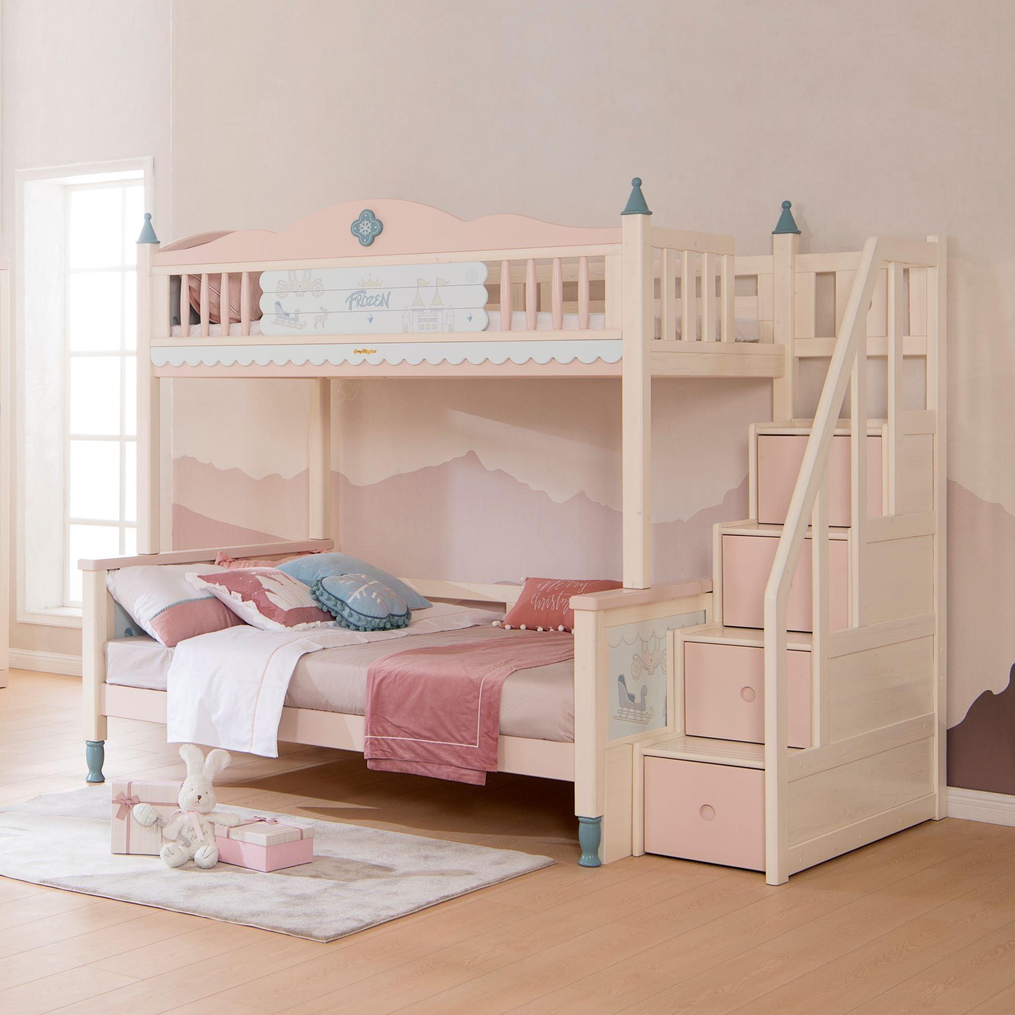 Sampo Frozen Bunk Bed w Staircase - Kids Haven Sampo Frozen Bunk Bed w Staircase - Kids Haven