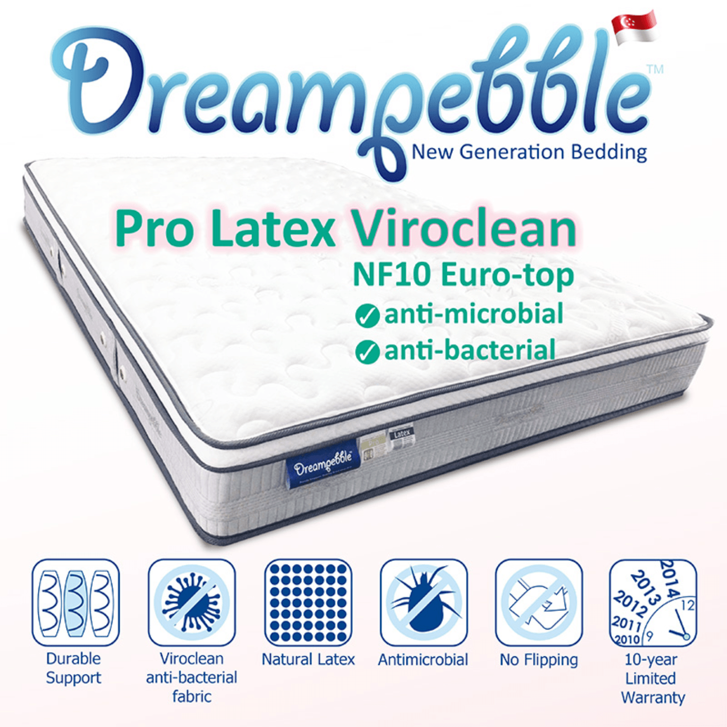 Dreampebble 10" Pro Latex Viroclean Pocketed Spring Mattress - Kids Haven Dreampebble 10" Pro Latex Viroclean Pocketed Spring Mattress - Kids Haven
