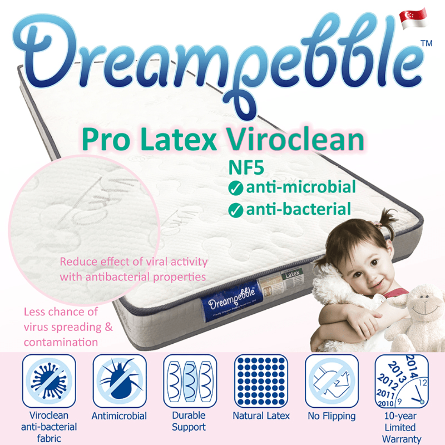 Dreampebble 10" Pro Latex Viroclean Pocketed Spring Mattress - Kids Haven Dreampebble 10" Pro Latex Viroclean Pocketed Spring Mattress - Kids Haven
