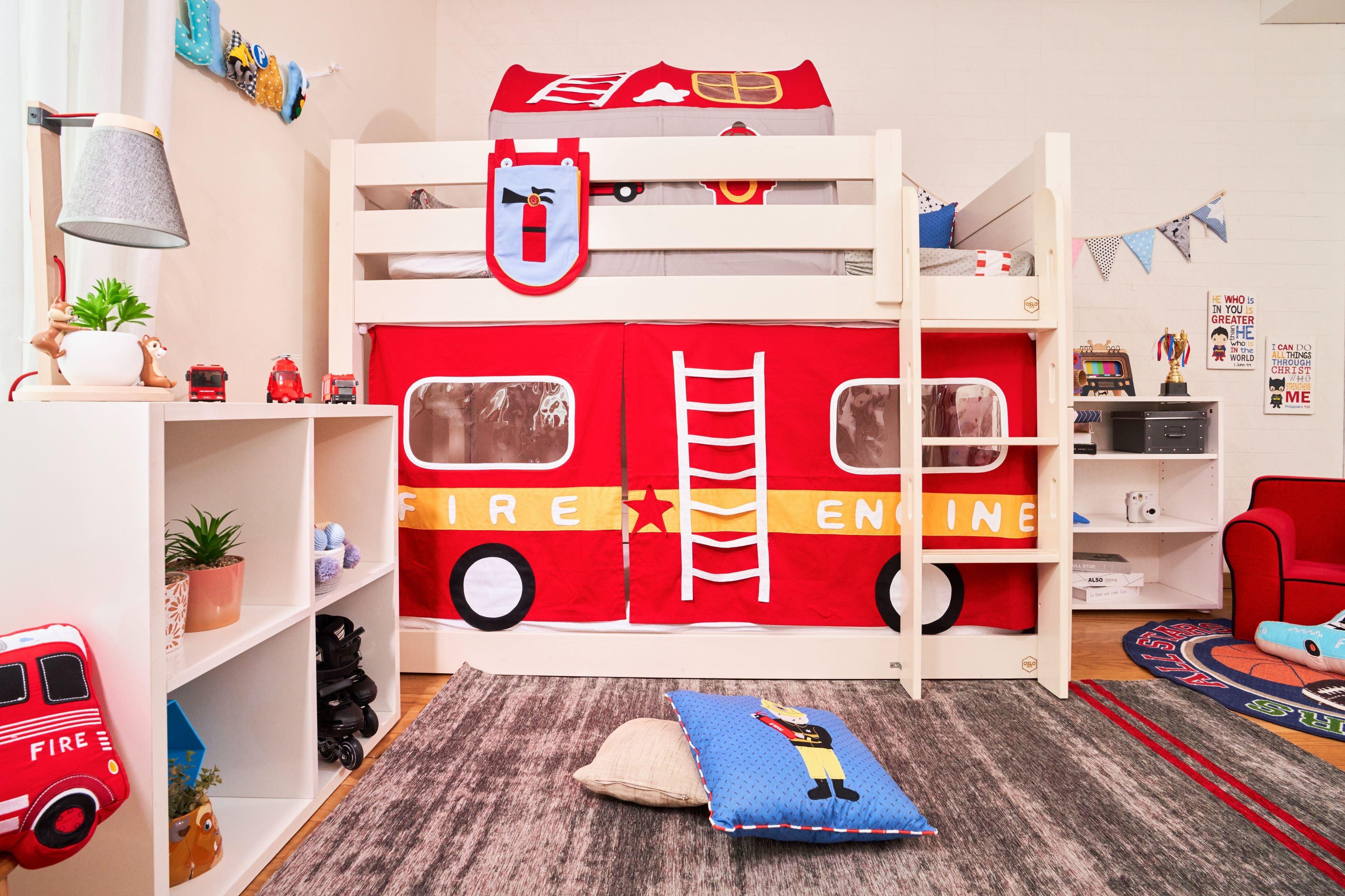 Snuggle Fire Engine Underbed Curtains - Kids Haven Snuggle Fire Engine Underbed Curtains - Kids Haven