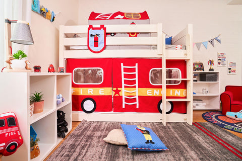 Snuggle Fire Engine Underbed Curtains - Kids Haven Snuggle Fire Engine Underbed Curtains - Kids Haven