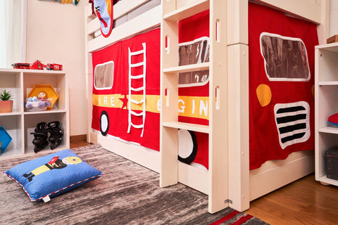 Snuggle Fire Engine Underbed Curtains - Kids Haven Snuggle Fire Engine Underbed Curtains - Kids Haven