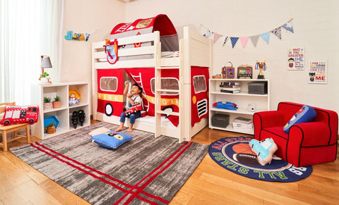 Snuggle Fire Engine Underbed Curtains - Kids Haven Snuggle Fire Engine Underbed Curtains - Kids Haven