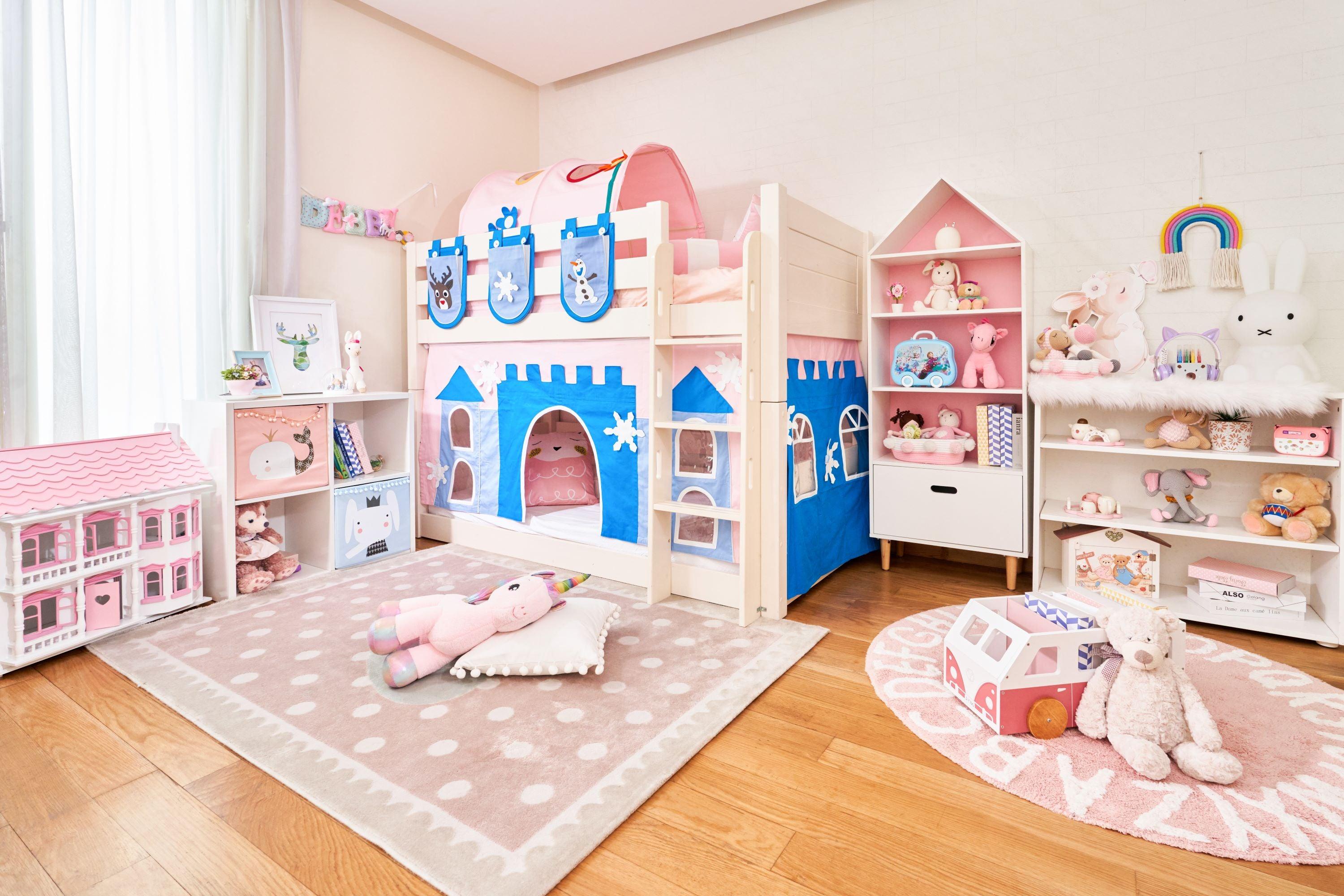 Snuggle Blue Castle Underbed Curtains - Kids Haven Snuggle Blue Castle Underbed Curtains - Kids Haven
