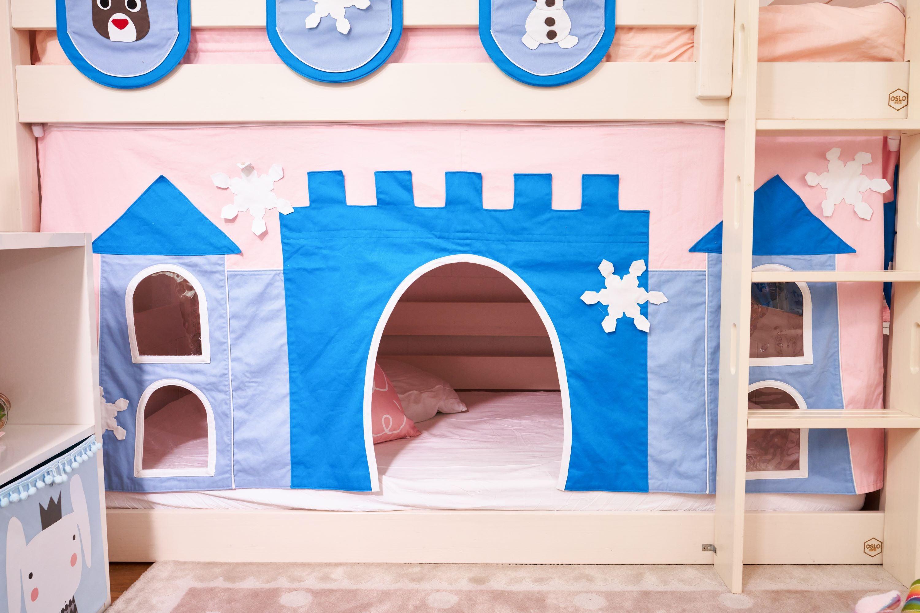 Snuggle Blue Castle Underbed Curtains - Kids Haven