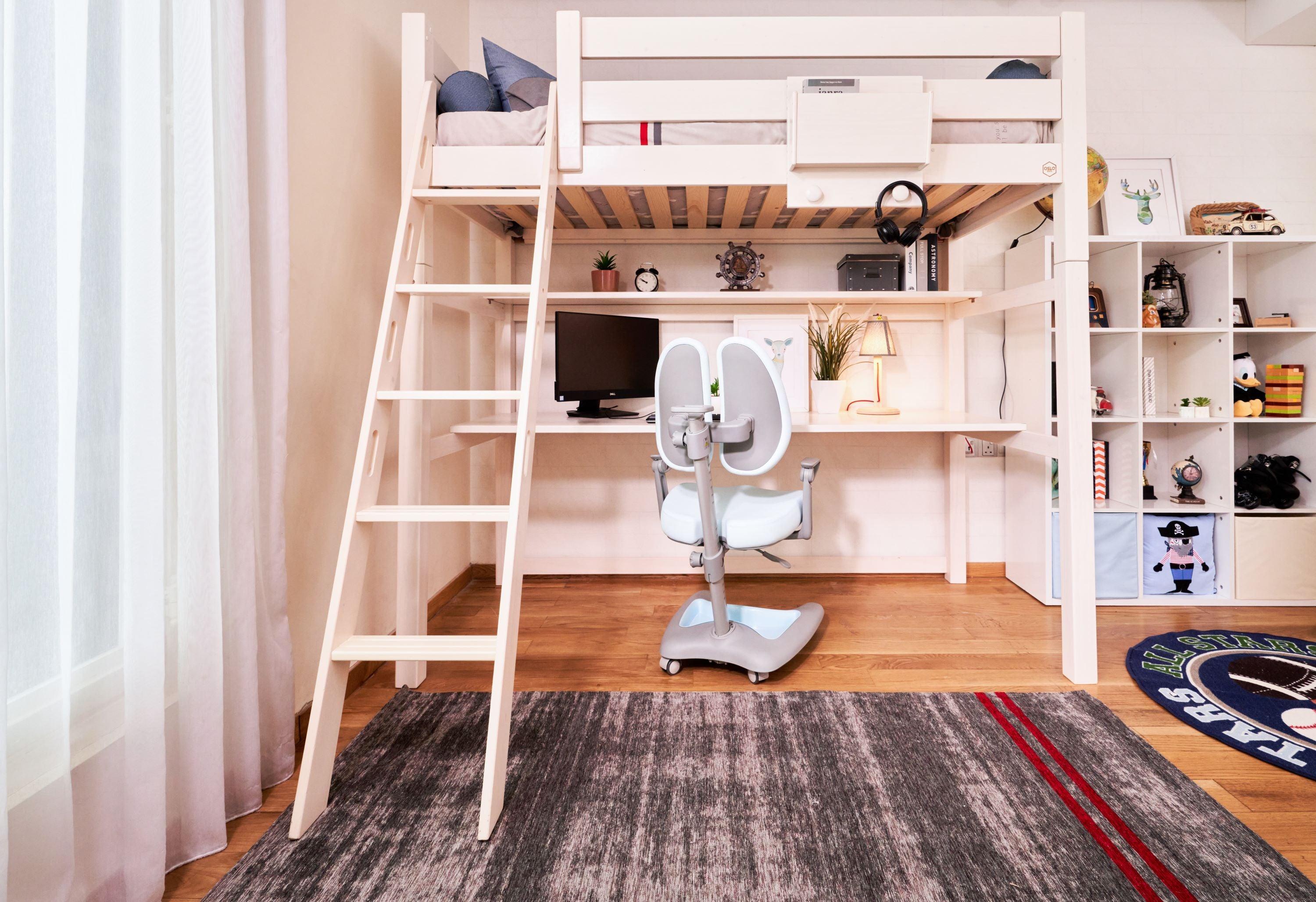 ModBed High Loft Bed w table and shelf (Single or SS) - Kids Haven ModBed High Loft Bed w table and shelf (Single or SS) - Kids Haven