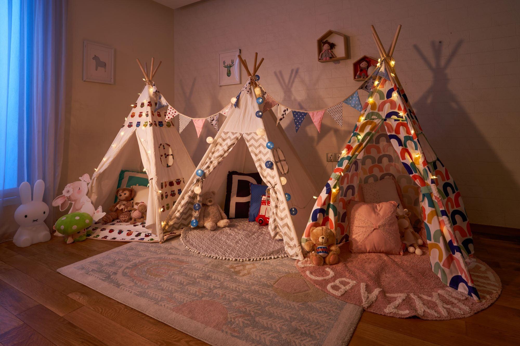 PETIT Rainbow Teepee with lights (mat sold separately) - Kids Haven PETIT Rainbow Teepee with lights (mat sold separately) - Kids Haven