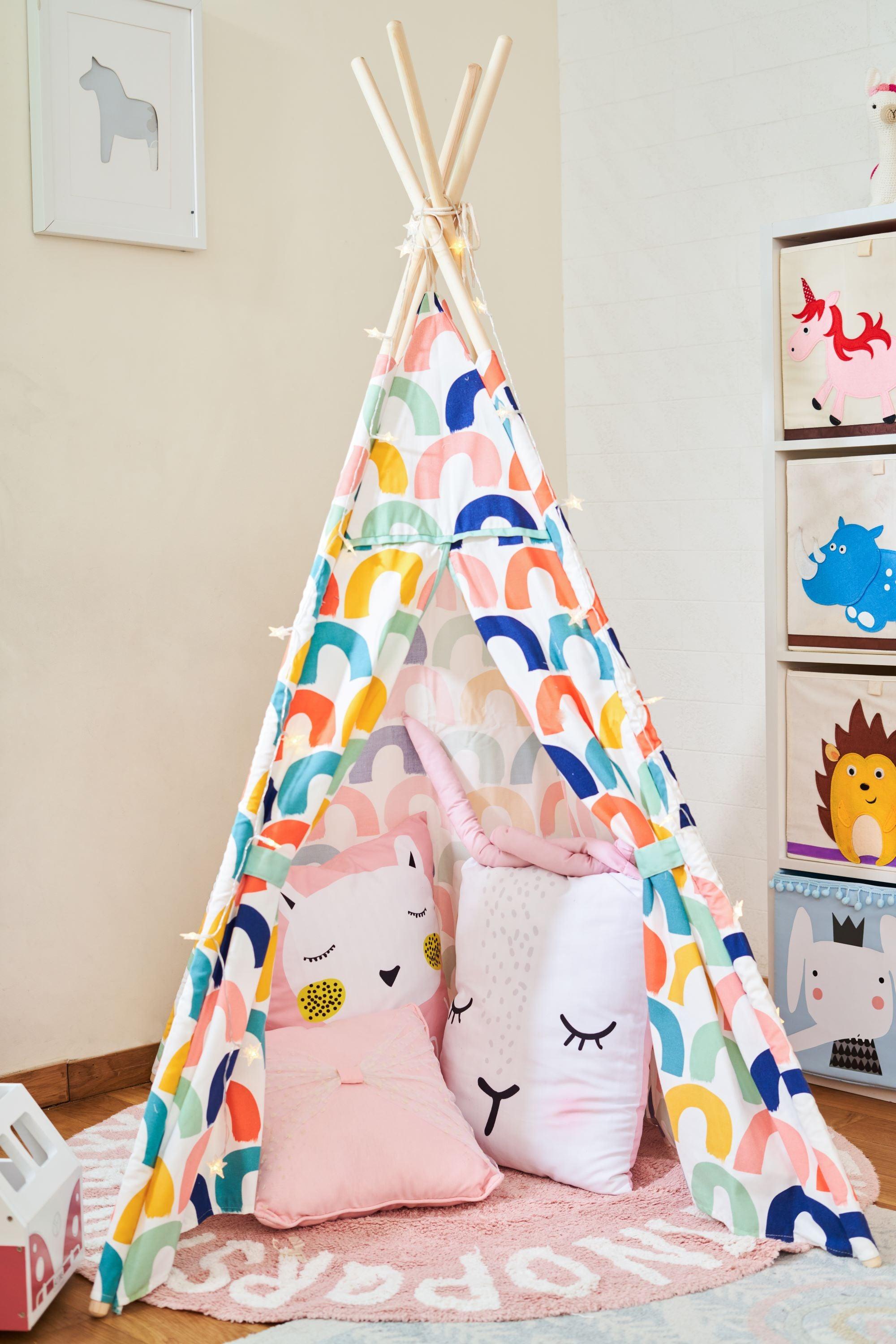PETIT Rainbow Teepee with lights (mat sold separately) - Kids Haven PETIT Rainbow Teepee with lights (mat sold separately) - Kids Haven