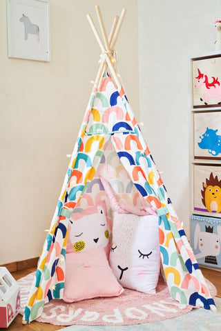 PETIT Rainbow Teepee with lights (mat sold separately) - Kids Haven PETIT Rainbow Teepee with lights (mat sold separately) - Kids Haven
