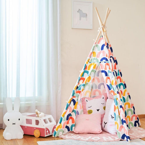 PETIT Rainbow Teepee with lights (mat sold separately) - Kids Haven PETIT Rainbow Teepee with lights (mat sold separately) - Kids Haven