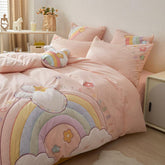Snuggle Rainbow & Rabbit Bedsheet Set - Kids Haven
