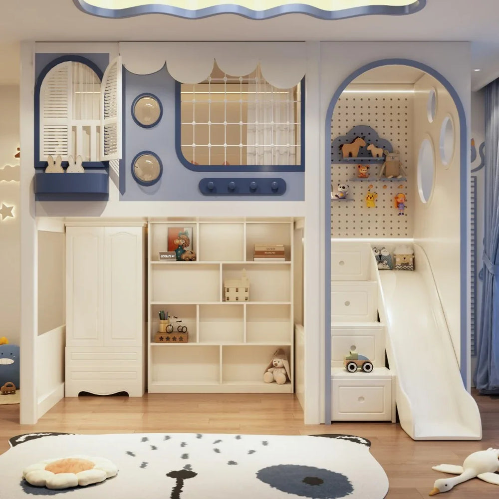 Nukhome Blue Postia Loft Bed (D21 - Blue - Loft)