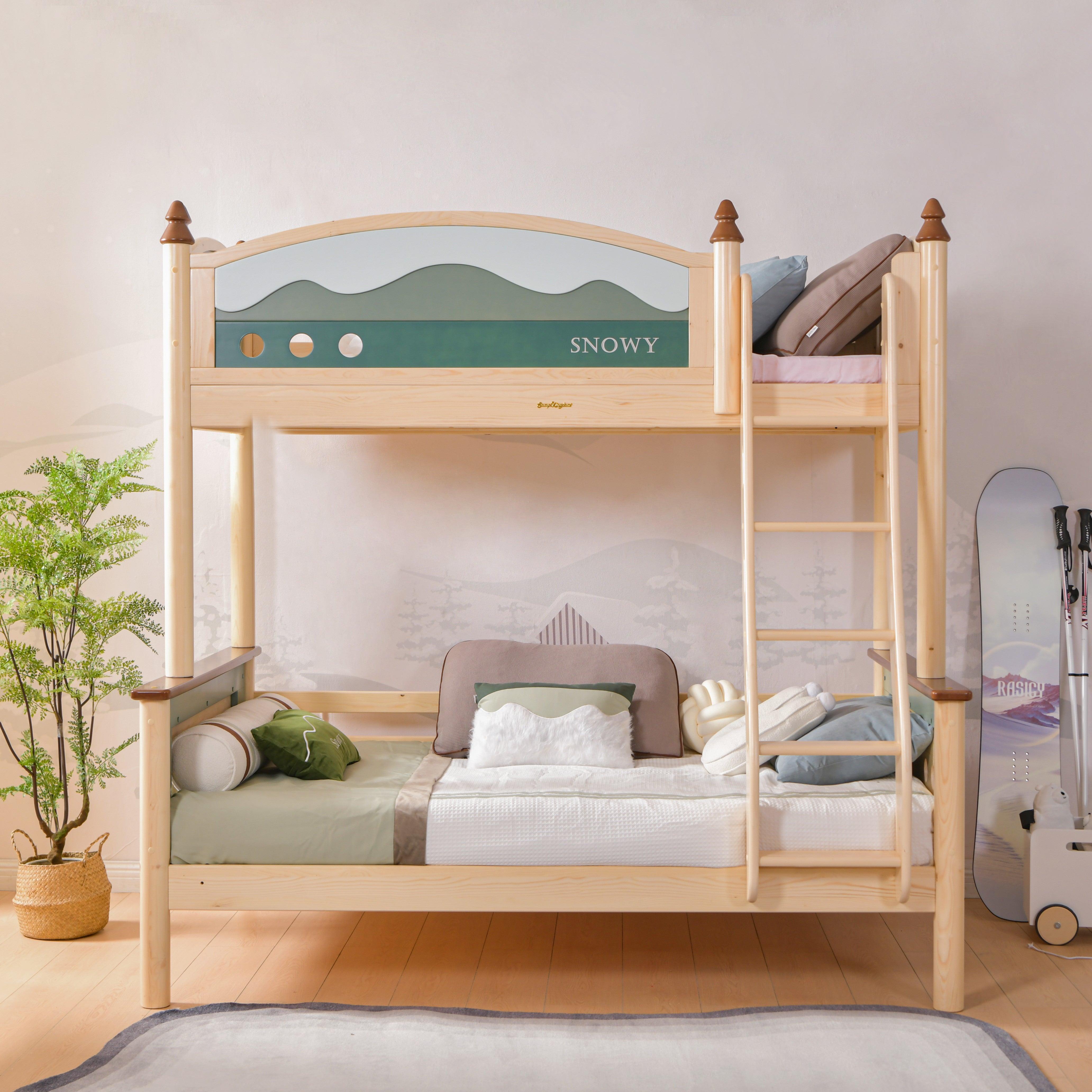 Sampo Snowy Bunk Bed w Mounted Ladder - Kids Haven Sampo Snowy Bunk Bed w Mounted Ladder - Kids Haven