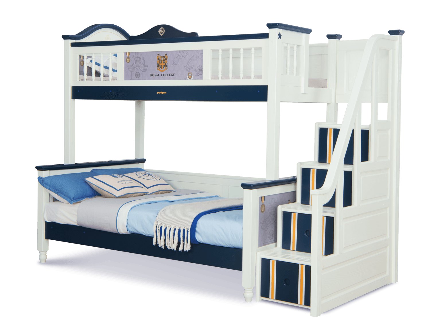 Sampo British Style Bunk Bed w Staircase - Kids Haven Sampo British Style Bunk Bed w Staircase - Kids Haven