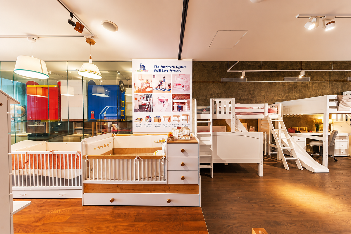 Kids Haven showroom interior with beds on display