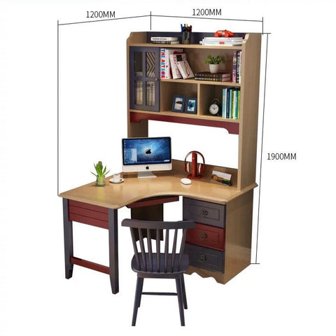 HB Rooms Vintage Autumn L-Shape Study Desk with Unit HB Rooms Vintage Autumn L-Shape Study Desk with Unit