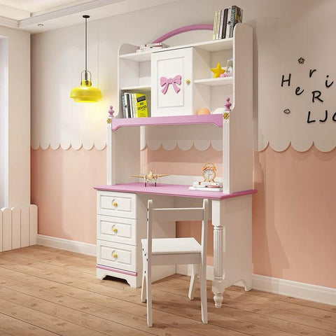 HB Rooms Pink Ribbon Study Desk with Unit HB Rooms Pink Ribbon Study Desk with Unit