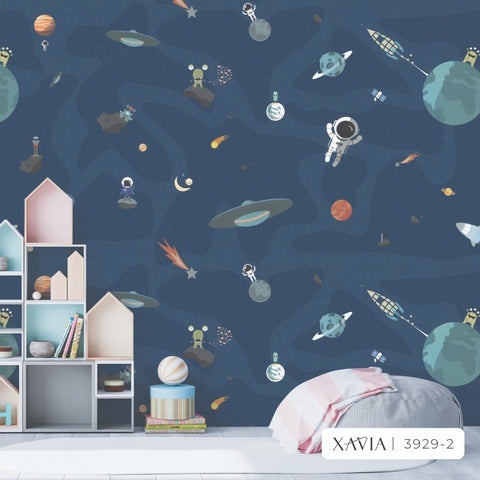 Space Wallpaper - Dark Blue (Xavia 3929-2J) Space Wallpaper - Dark Blue (Xavia 3929-2J)