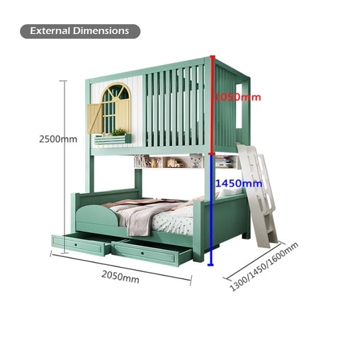 Nukhome Louver House Full Height Bunk Bed (Customizable)