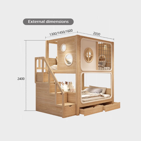 B.Design Little Woody Full Height Bunk Bed (Customizable)