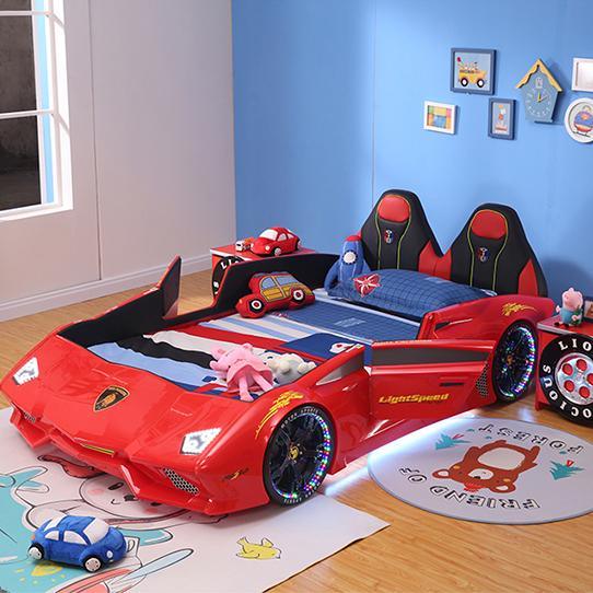 HB Rooms Grand Prix T600 Professional Car Bed (with lights and sound) (Red, White or Blue) (Single or Double) - Kids Haven