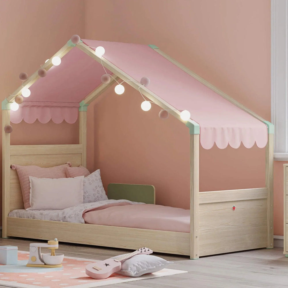 Cilek Montes Natural Side Roof Bed (90x200 Cm) - Dual Height - Kids Haven