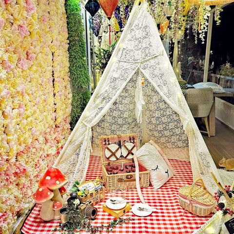 PETIT Lace Teepee With Mat and Lights - Kids Haven