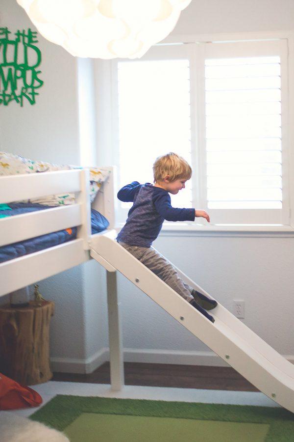 Maxtrix Low Loft w Front Slide (Ladder or Staircase) - fabric options - Kids Haven Maxtrix Low Loft w Front Slide (Ladder or Staircase) - fabric options - Kids Haven