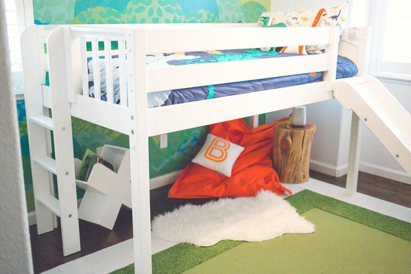 Maxtrix Low Loft w Front Slide (Ladder or Staircase) - fabric options - Kids Haven Maxtrix Low Loft w Front Slide (Ladder or Staircase) - fabric options - Kids Haven