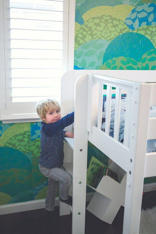 Maxtrix Low Loft w Front Slide (Ladder or Staircase) - fabric options - Kids Haven Maxtrix Low Loft w Front Slide (Ladder or Staircase) - fabric options - Kids Haven