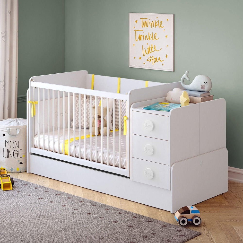 Cilek Baby Cotton Swinging And Convertible Baby Bed (70X115 - 70X160 Cm, Mattress Included - With Bundle Options)