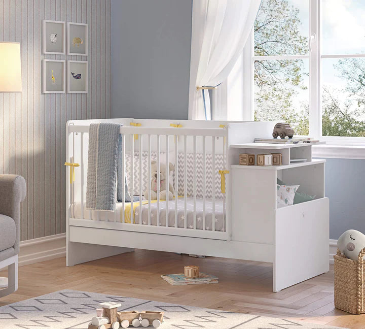 Cilek Baby Cotton Convertible Baby Bed with Table and Telescopic Handrails (70X115 - 70X140 Cm) - Kids Haven Cilek Baby Cotton Convertible Baby Bed with Table and Telescopic Handrails (70X115 - 70X140 Cm) - Kids Haven