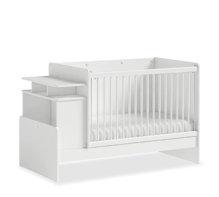 Cilek Baby Cotton Convertible Baby Bed with Table and Telescopic Handrails (70X115 - 70X140 Cm) - Kids Haven Cilek Baby Cotton Convertible Baby Bed with Table and Telescopic Handrails (70X115 - 70X140 Cm) - Kids Haven