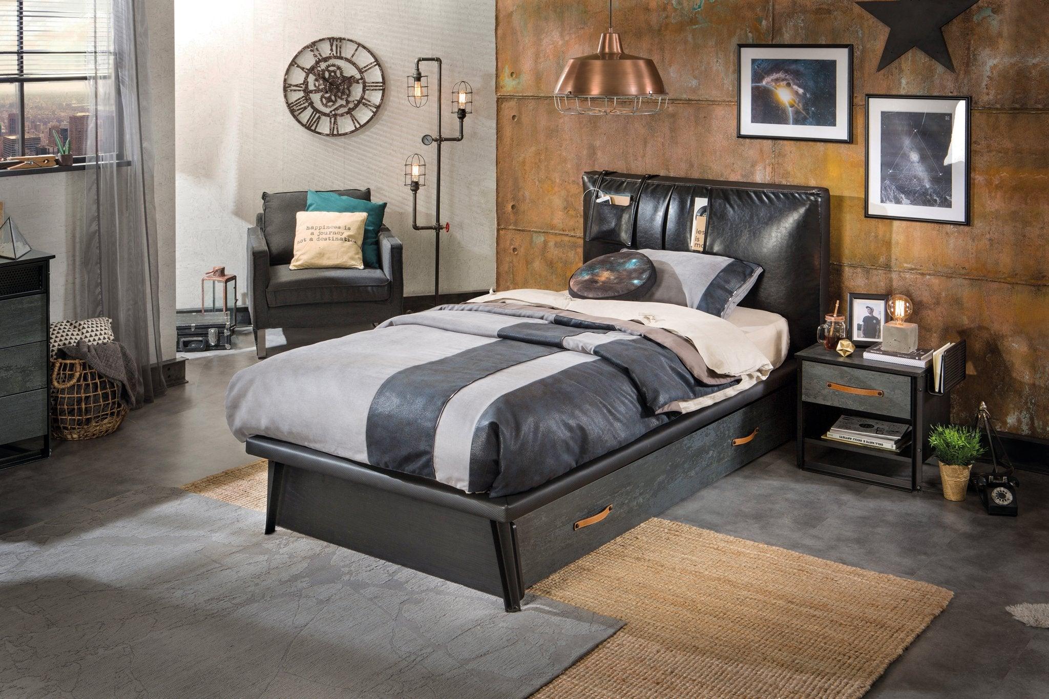 Cilek Dark Metal Nightstand - Kids Haven Cilek Dark Metal Nightstand - Kids Haven
