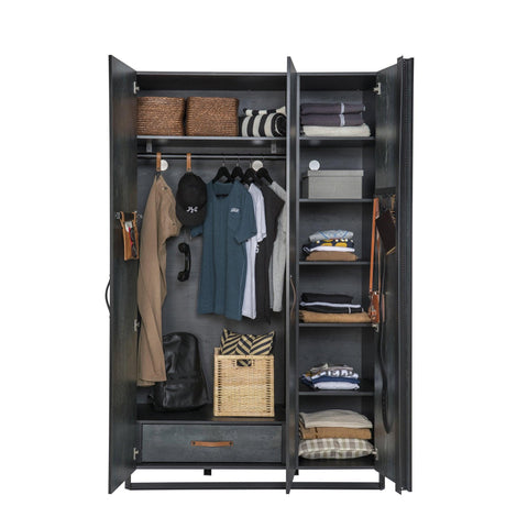 Cilek Dark Metal 3 Doors Wardrobe - Kids Haven Cilek Dark Metal 3 Doors Wardrobe - Kids Haven