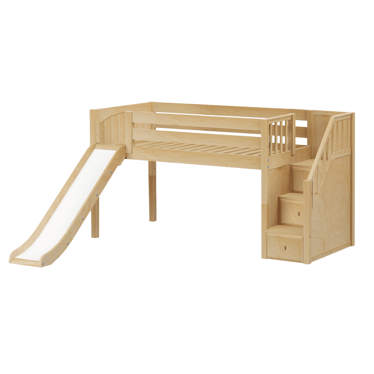 Maxtrix Low Loft w Front Slide (Ladder or Staircase) - fabric options - Kids Haven Maxtrix Low Loft w Front Slide (Ladder or Staircase) - fabric options - Kids Haven